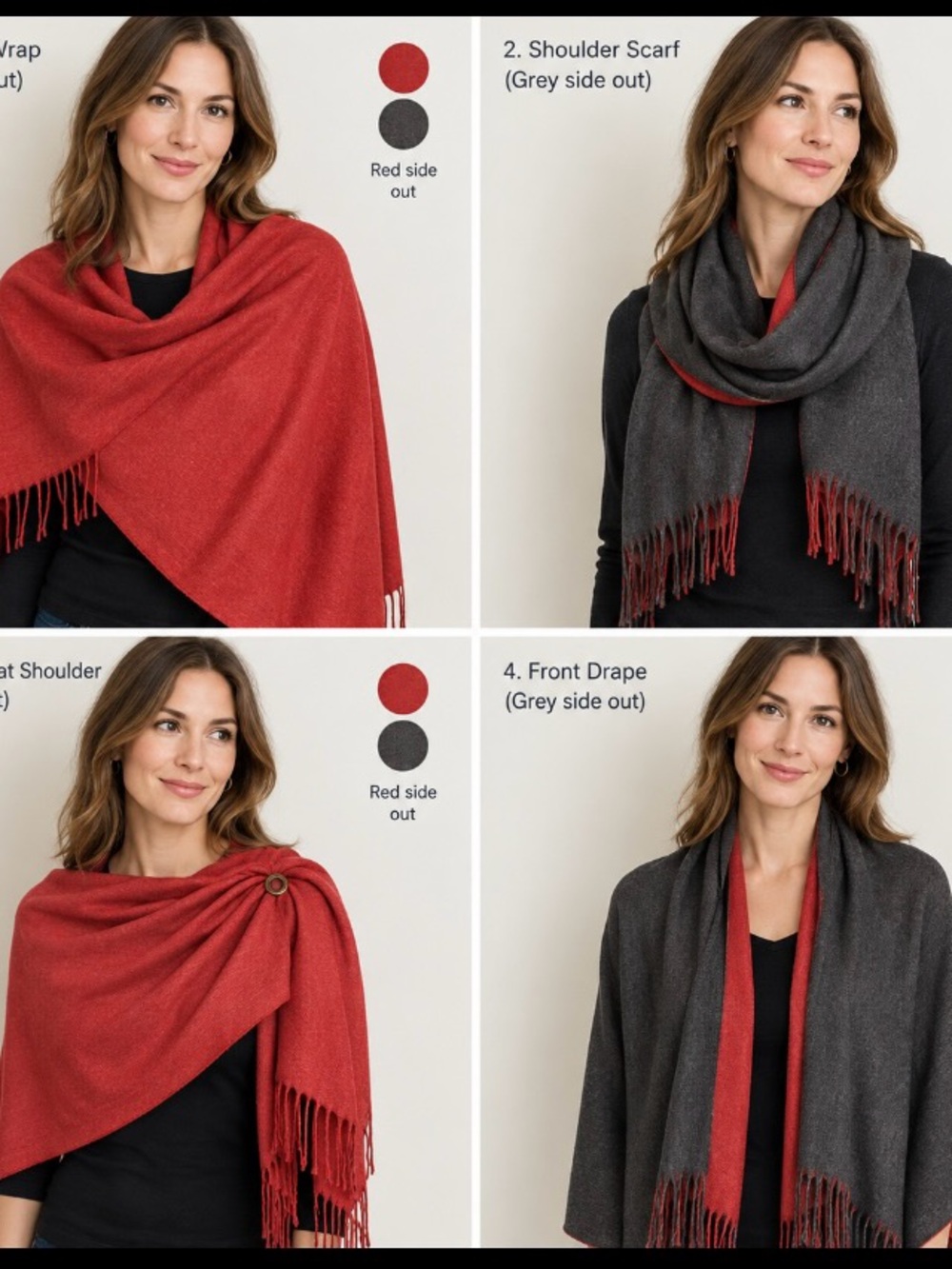 Pink and grey reversible handmade merino wool wrap / shawl